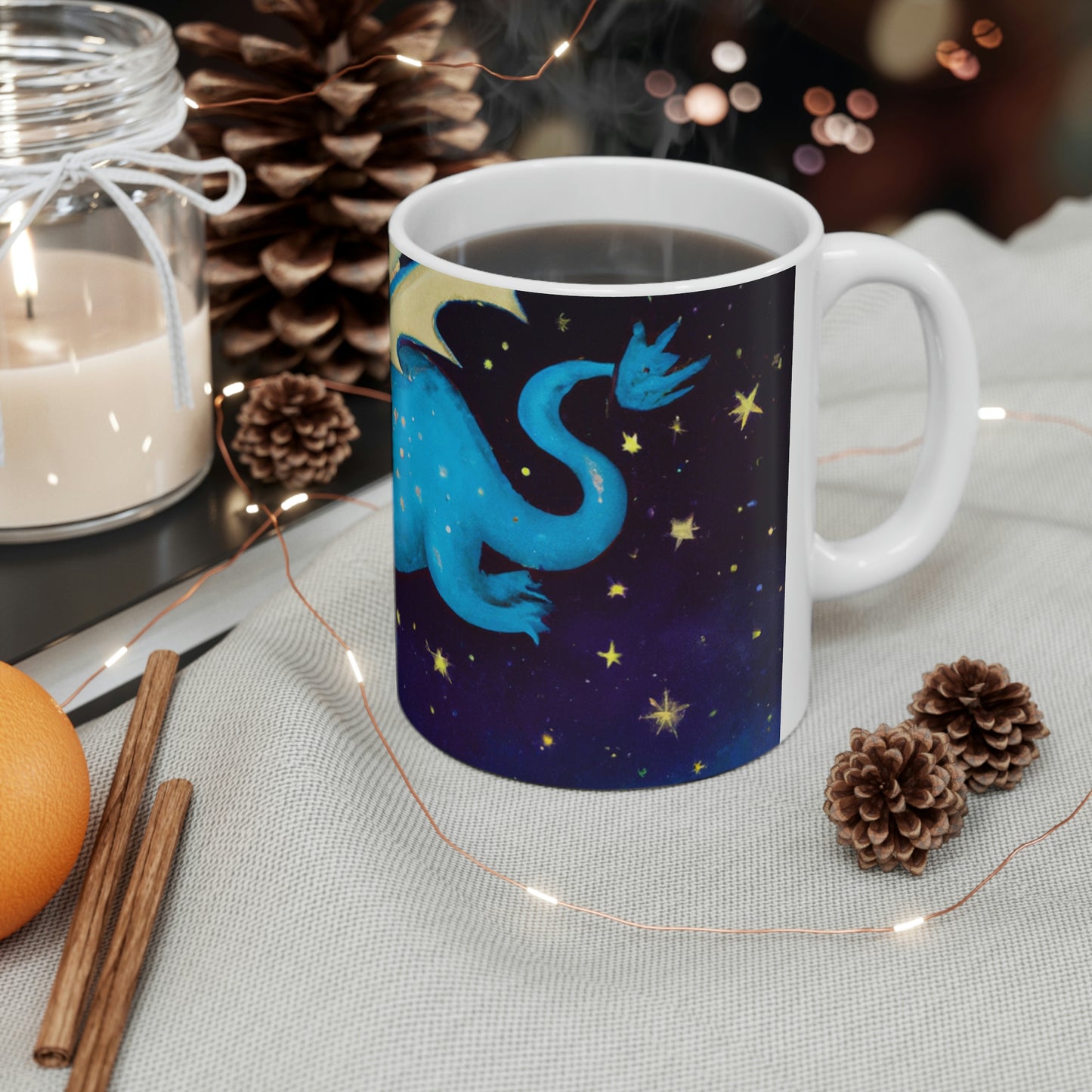 "Drifting Among the Stars: The Story of a Baby Dragon" - The Alien Ceramic Mug 11 oz