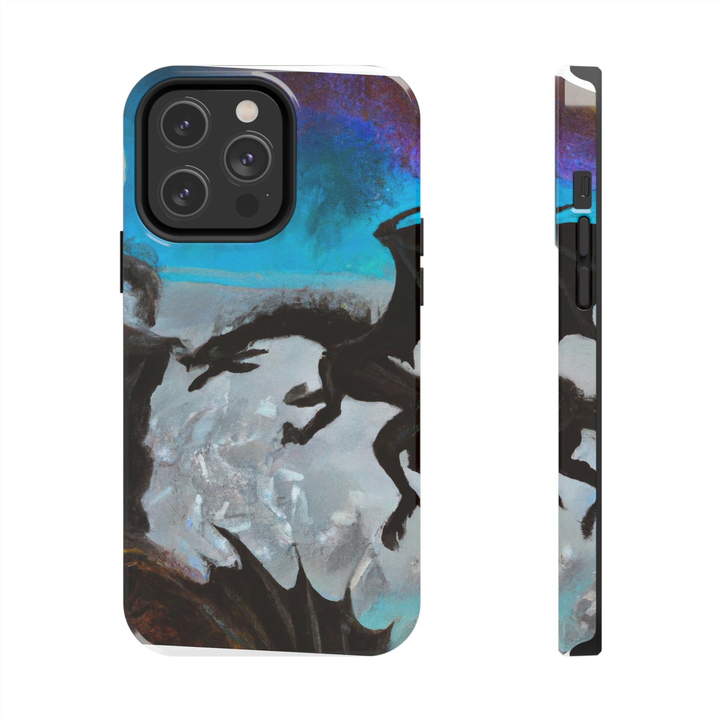 "Clash of Fire and Steel on the Moonlit Cliff" - The Alien Tough Phone Cases