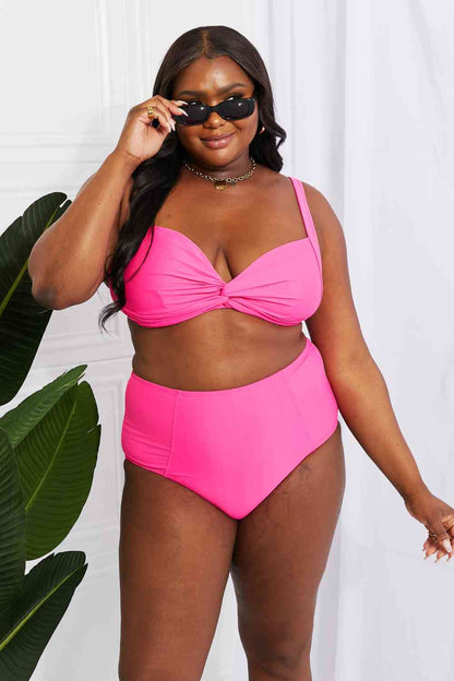 Marina West Swim Take A Dip Twist Hochhaus-Bikini in Rosa