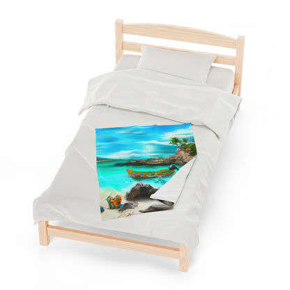 "Caribbean Fiesta on the Beach - A Digital Exploration of Mexican Culture" - The Alien Velveteen Plush Blanket