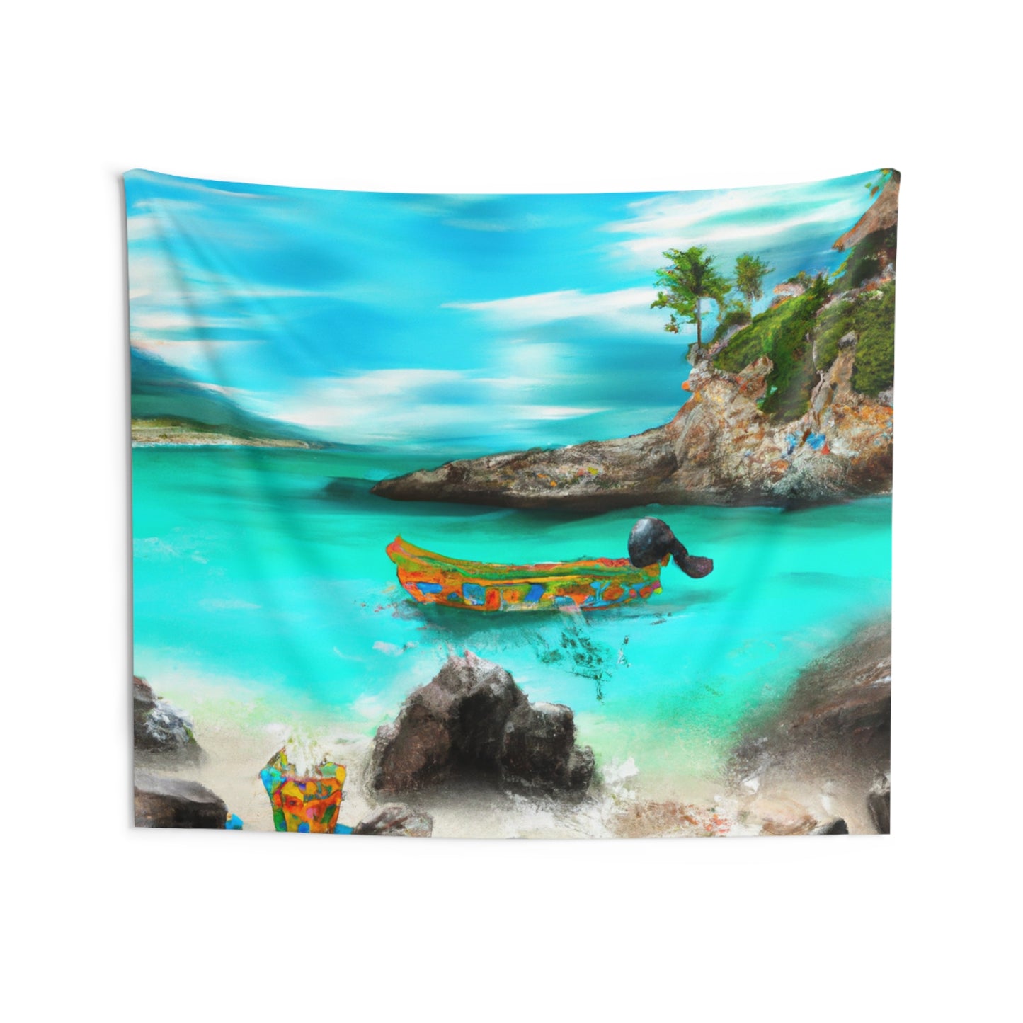 "Caribbean Fiesta on the Beach - A Digital Exploration of Mexican Culture" - The Alien Wall Tapestries