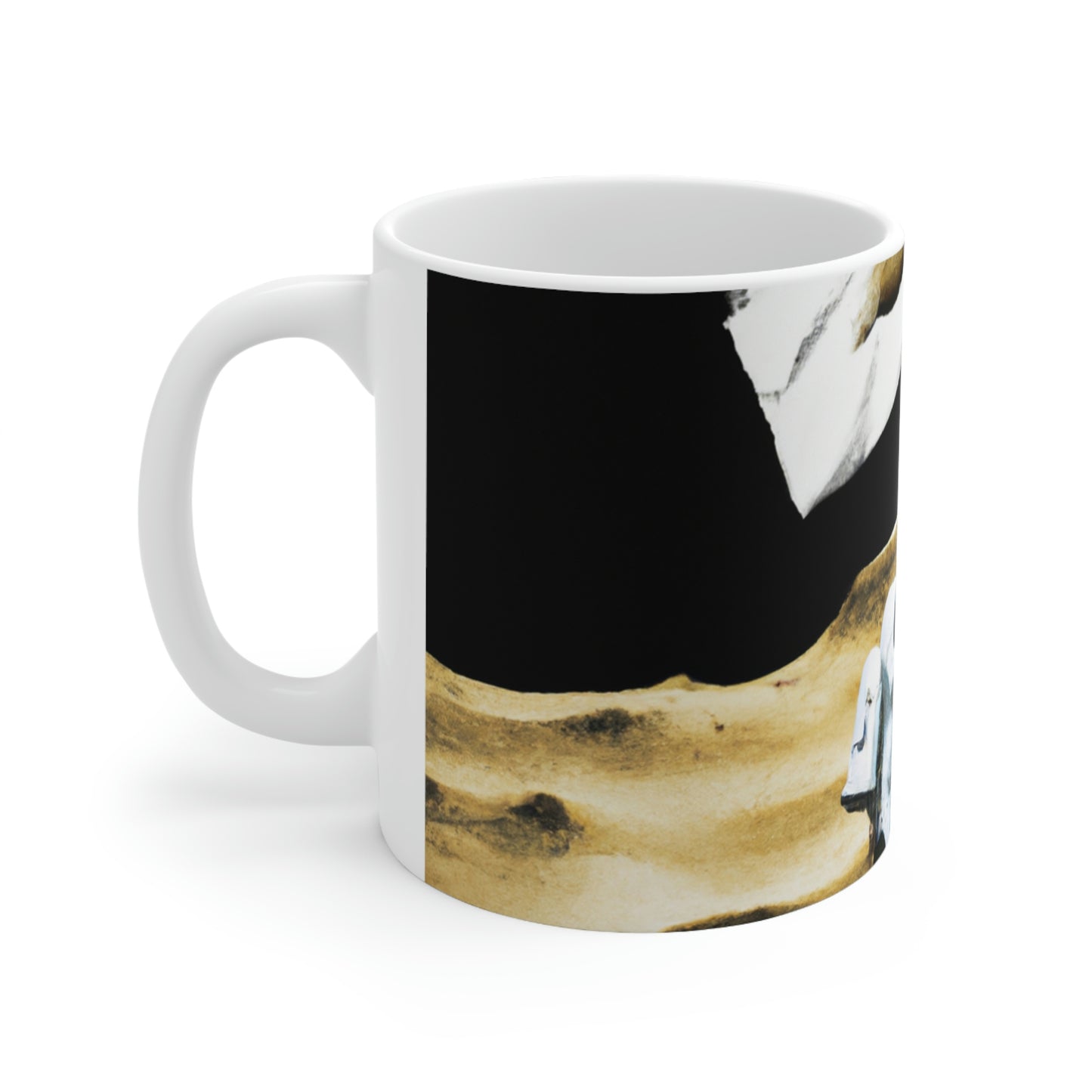 "Claiming Space: The Astronaut's Asteroid Flag Planting" - The Alien Ceramic Mug 11 oz