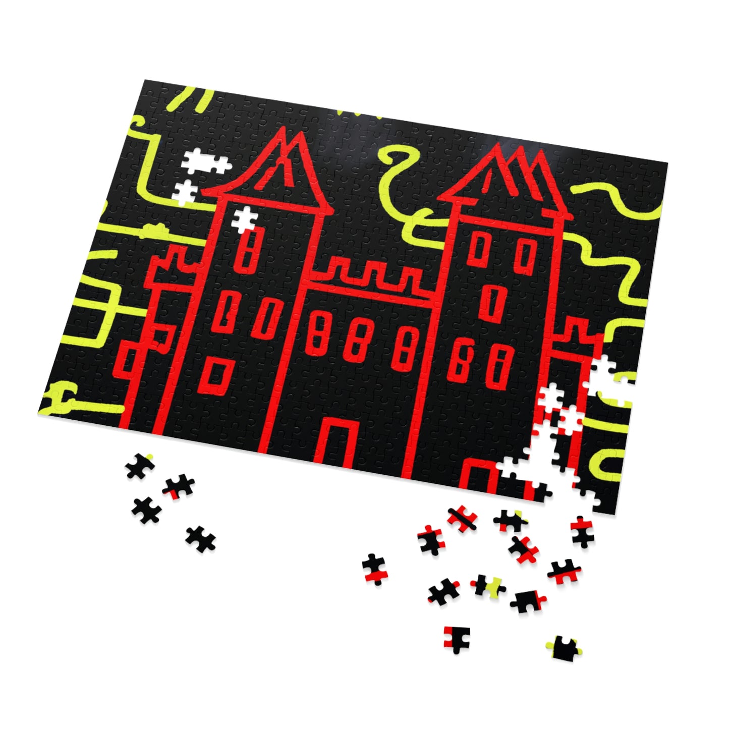 "A Haunted Shadow: The Dark Secrets of the Old Castle on a Gloomy Night" - The Alien Jigsaw Puzzle