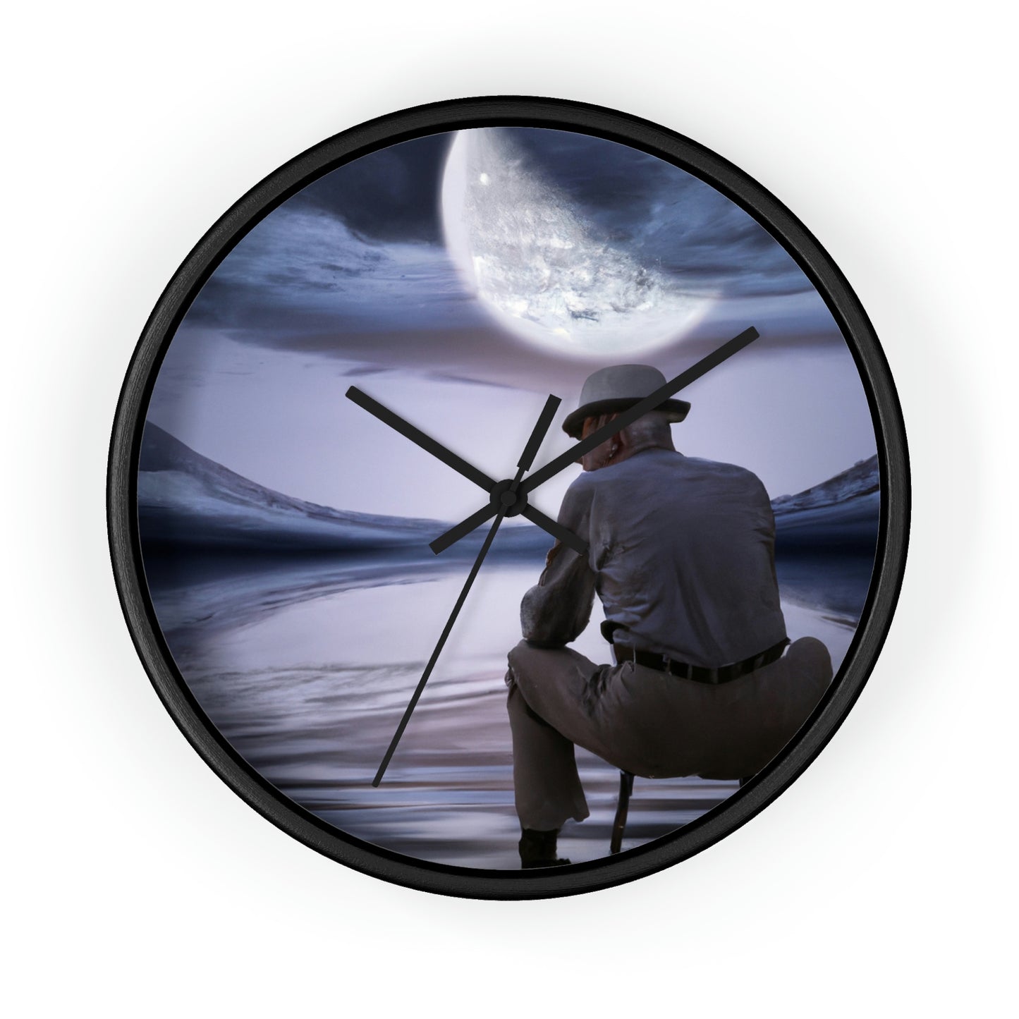 Moonlight Reflections on a Quiet Lake - The Alien Wall Clock