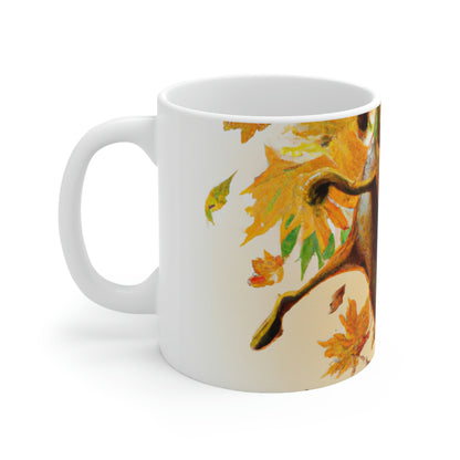 "Autumnal Adventure: A Fox's Mischief" - The Alien Ceramic Mug 11 oz