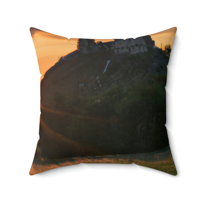 "Enchanted Evening at an Abandoned Castle" - The Alien Square Pillow