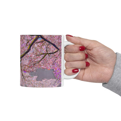 "A Moment of Calm Beneath the Cherry Blossoms" - The Alien Ceramic Mug 11 oz