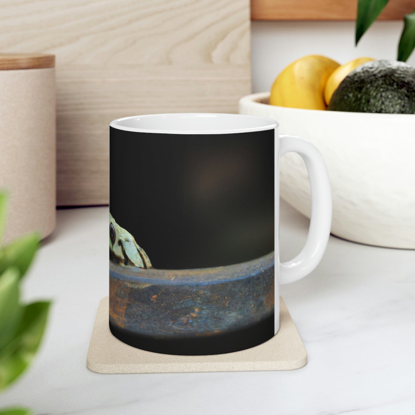 "A Tad Too Far: The Tale of a Train-Stuck Frog." - The Alien Ceramic Mug 11 oz