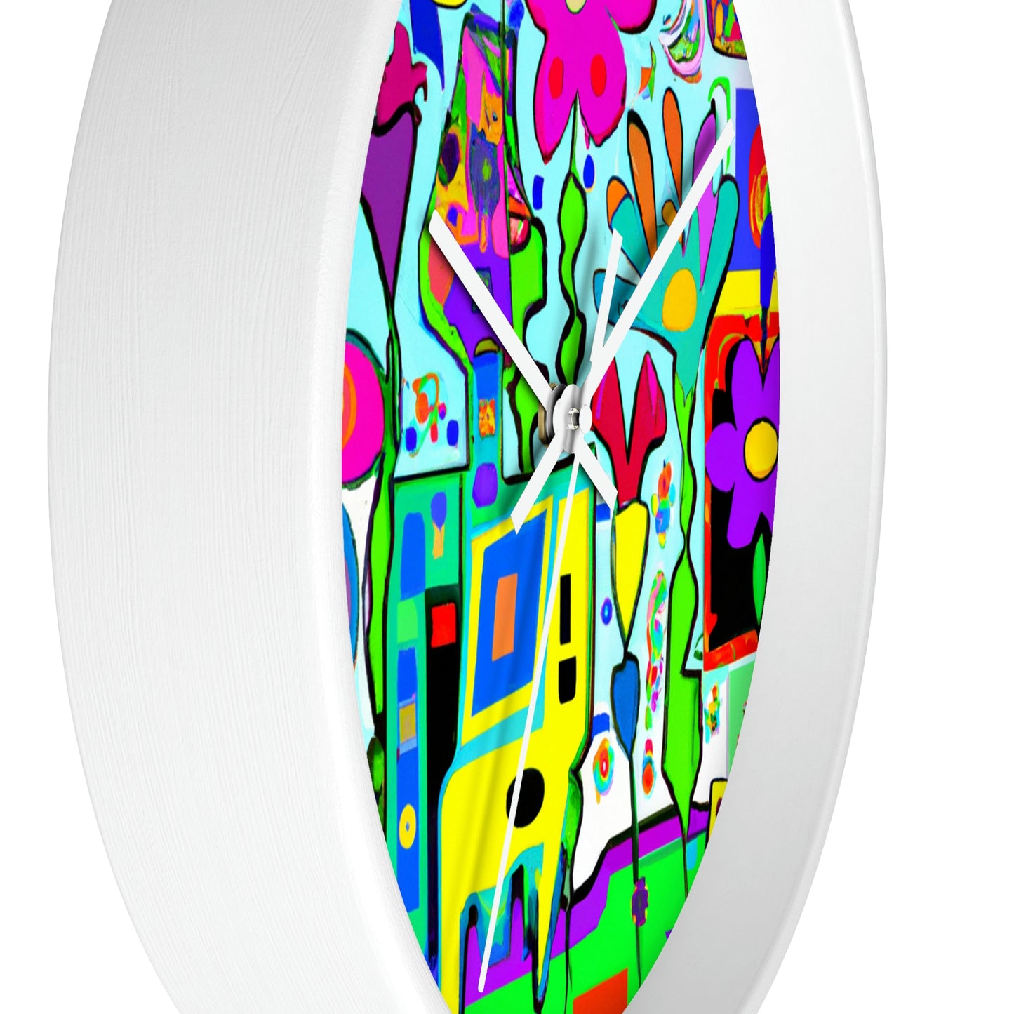 "A Mystical Garden of Rainbow Petals" - The Alien Wall Clock