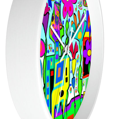 "A Mystical Garden of Rainbow Petals" - The Alien Wall Clock