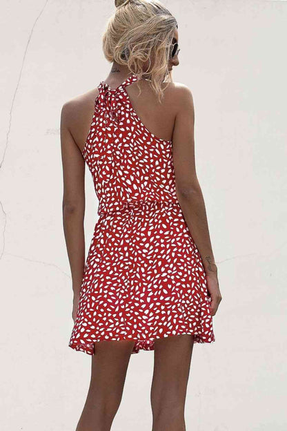 Minivestido estampado con cuello griego