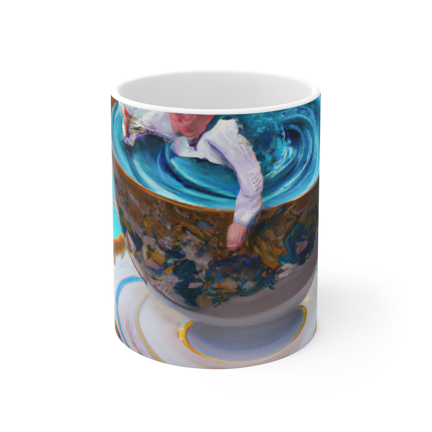 "Adrift in a China Cup: The Story of a Lost Child's Oceanic Adventure" - The Alien Ceramic Mug 11 oz