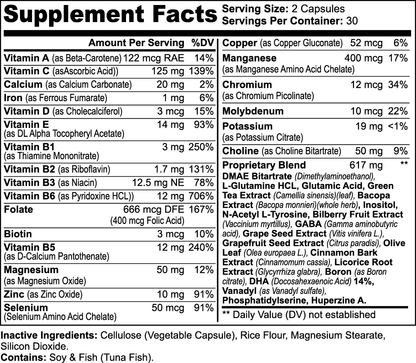 Nootropic Brain &amp; Focus Formula 60 cápsulas The Alien Vitamins &amp; Supplements