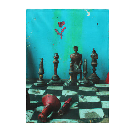 "A Forgotten Chess Set: Ready for a New Match" - The Alien Velveteen Plush Blanket