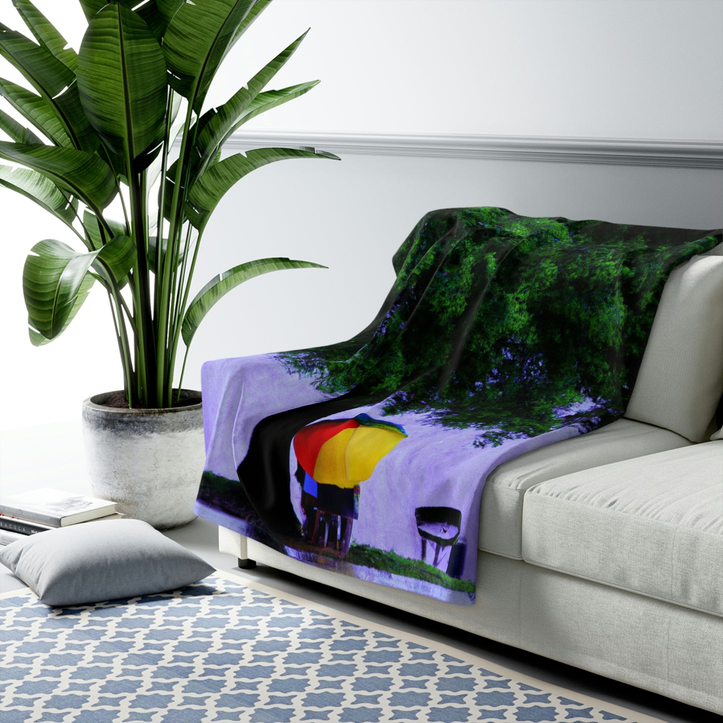 "Beneath the Rainy Sky." - The Alien Sherpa Fleece Blanket