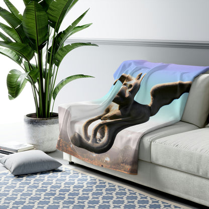 "Alone on the Hilltop: The Tale of a Solitary Gargoyle" - The Alien Sherpa Fleece Blanket