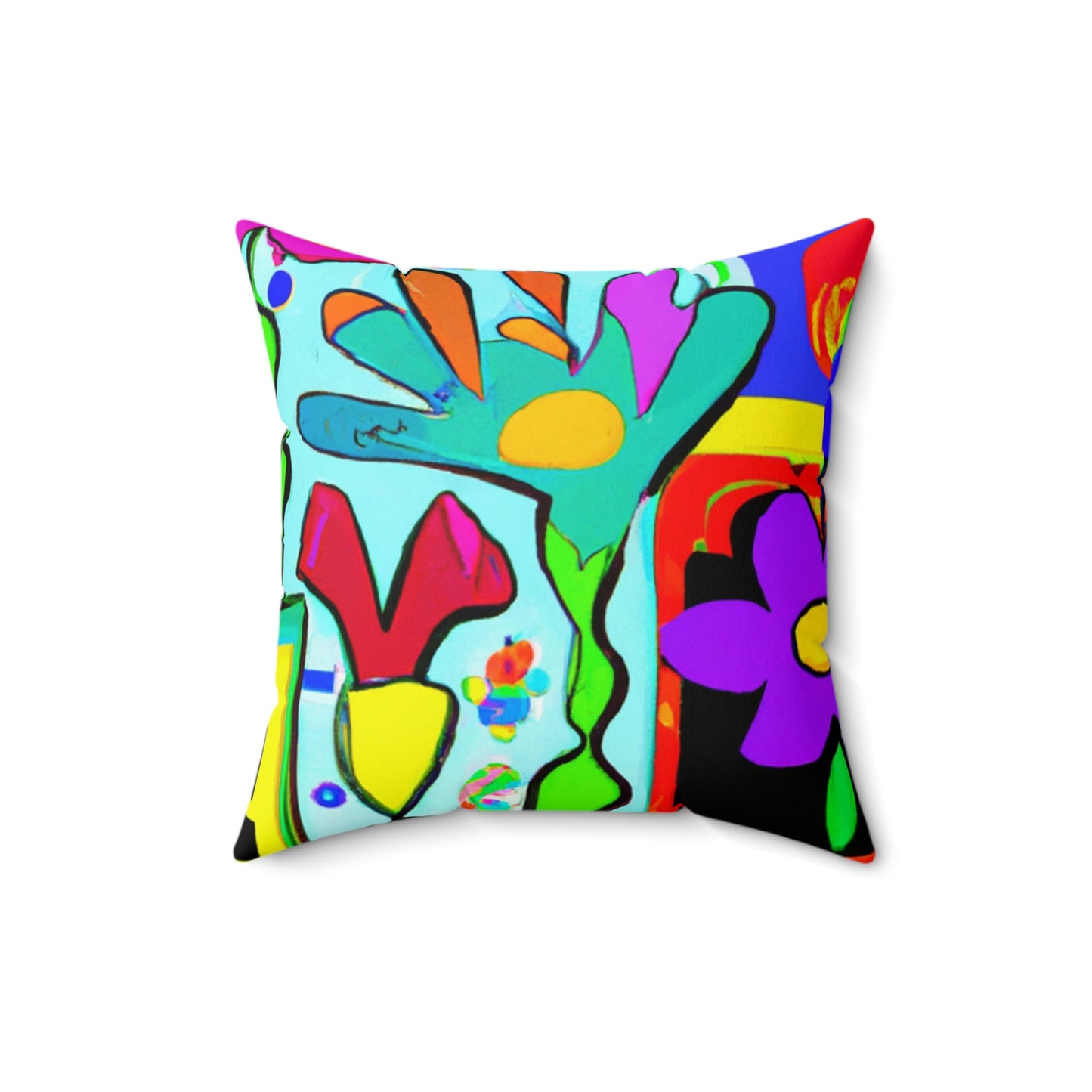 "A Mystical Garden of Rainbow Petals" - The Alien Square Pillow