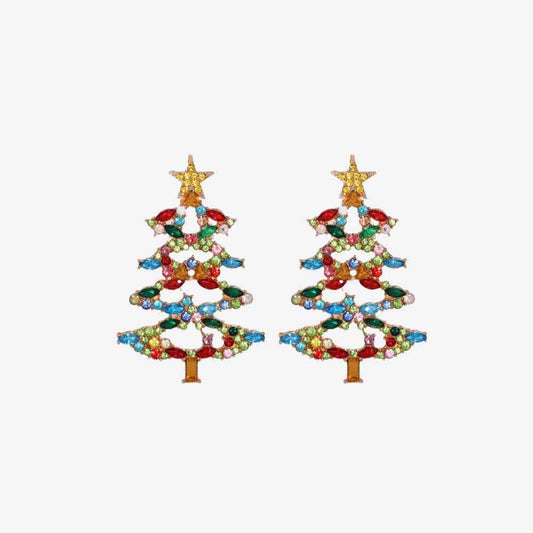 Weihnachtsbaum-Ohrringe aus Strass-Legierung