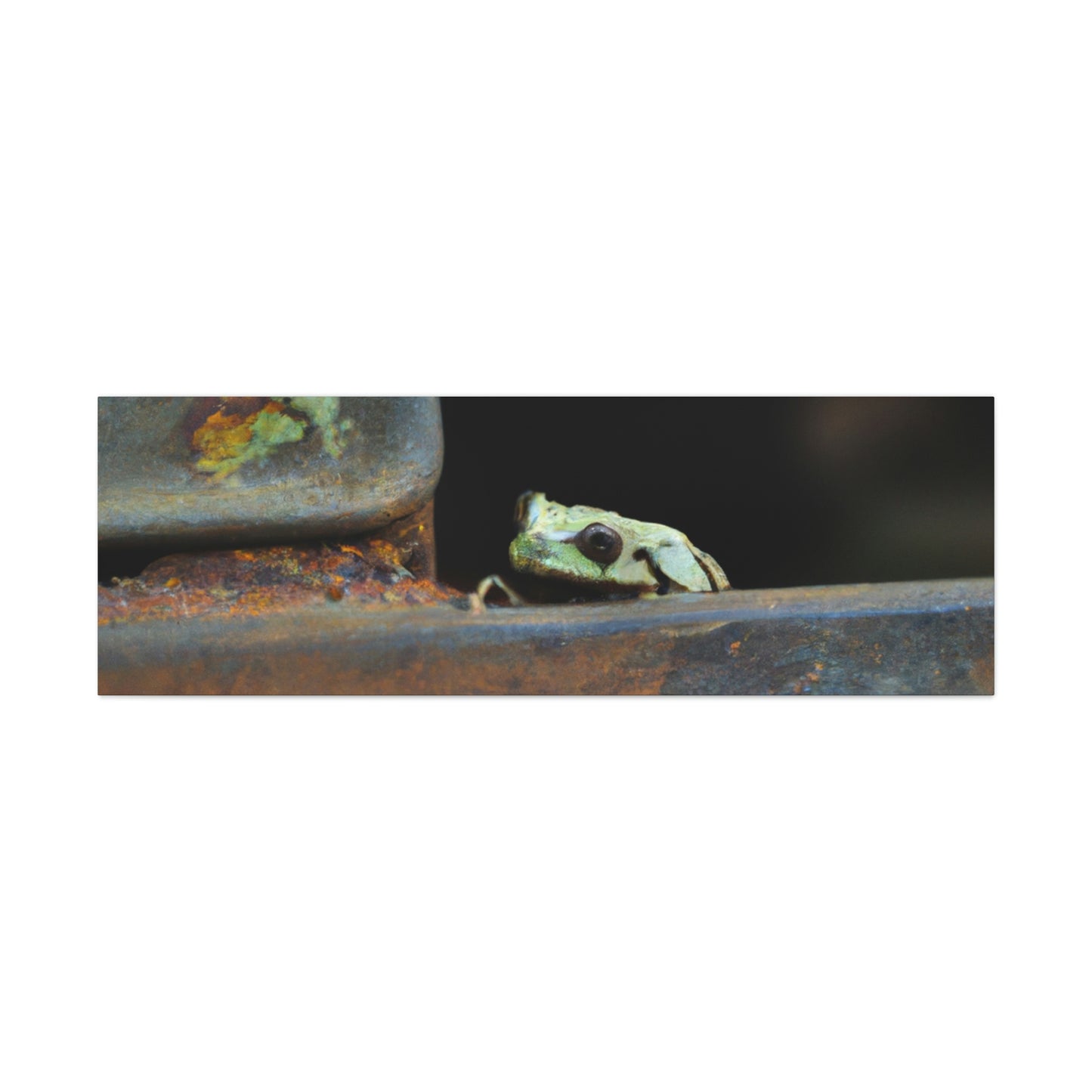 "A Tad Too Far: The Tale of a Train-Stuck Frog." - The Alien Canva