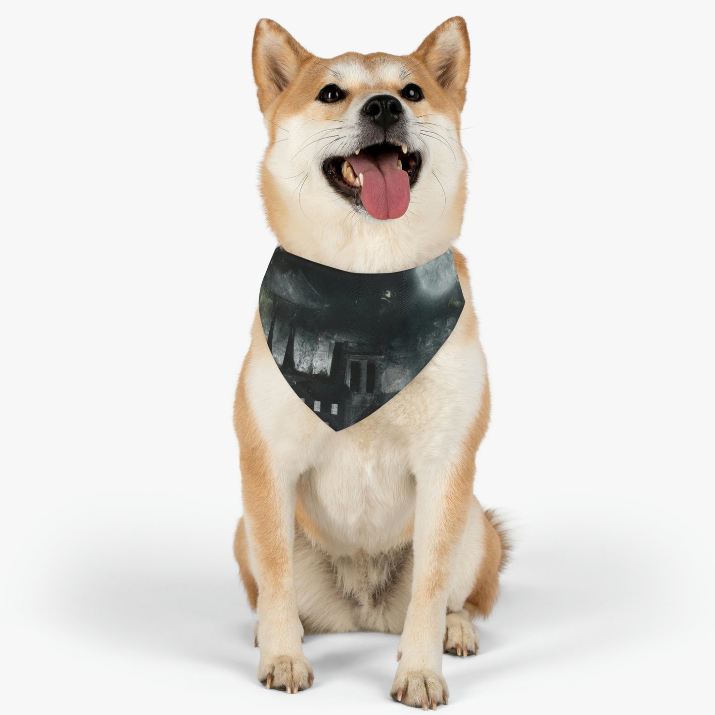 "Luminous Nocturne: A City Lit By Moonlight" - The Alien Pet Bandana Collar