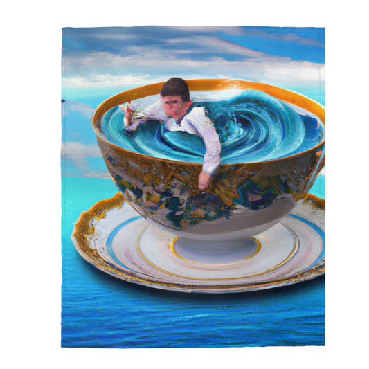 "Adrift in a China Cup: The Story of a Lost Child's Oceanic Adventure" - Manta de felpa The Alien Velveteen