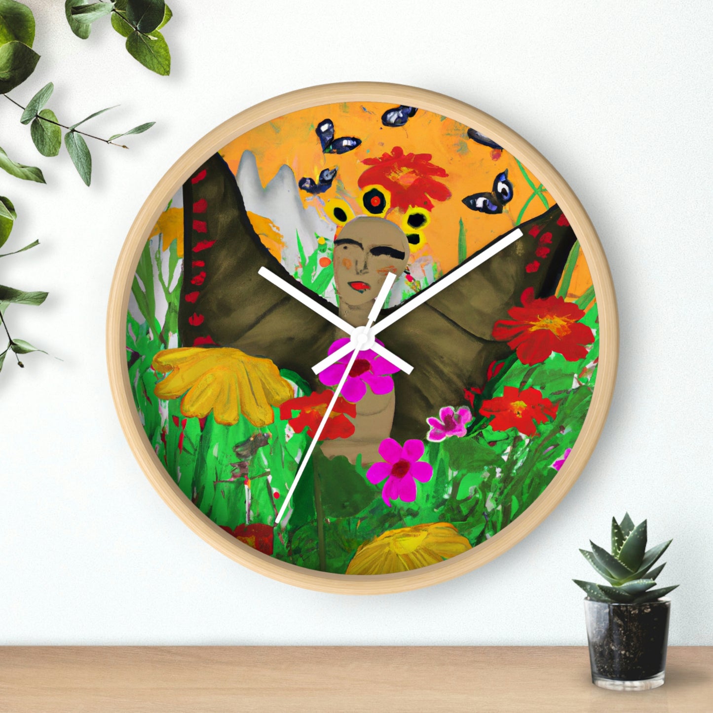 "Ballet de mariposas en el prado de flores silvestres" - El reloj de pared alienígena