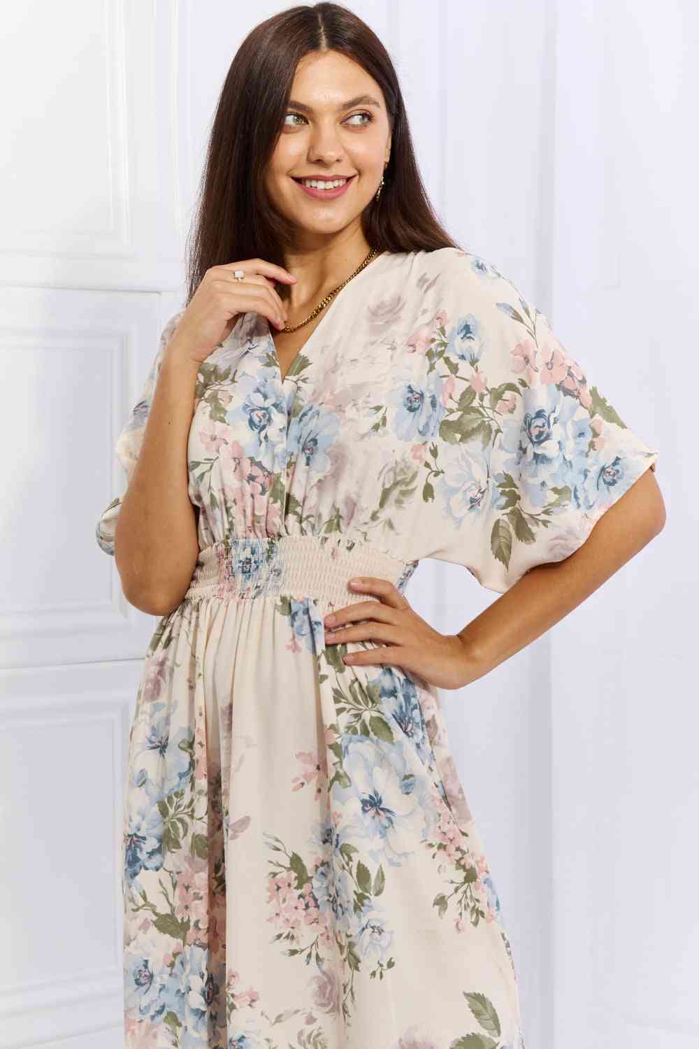 OneTheLand Fine & Elegant Floral Maxi Dress