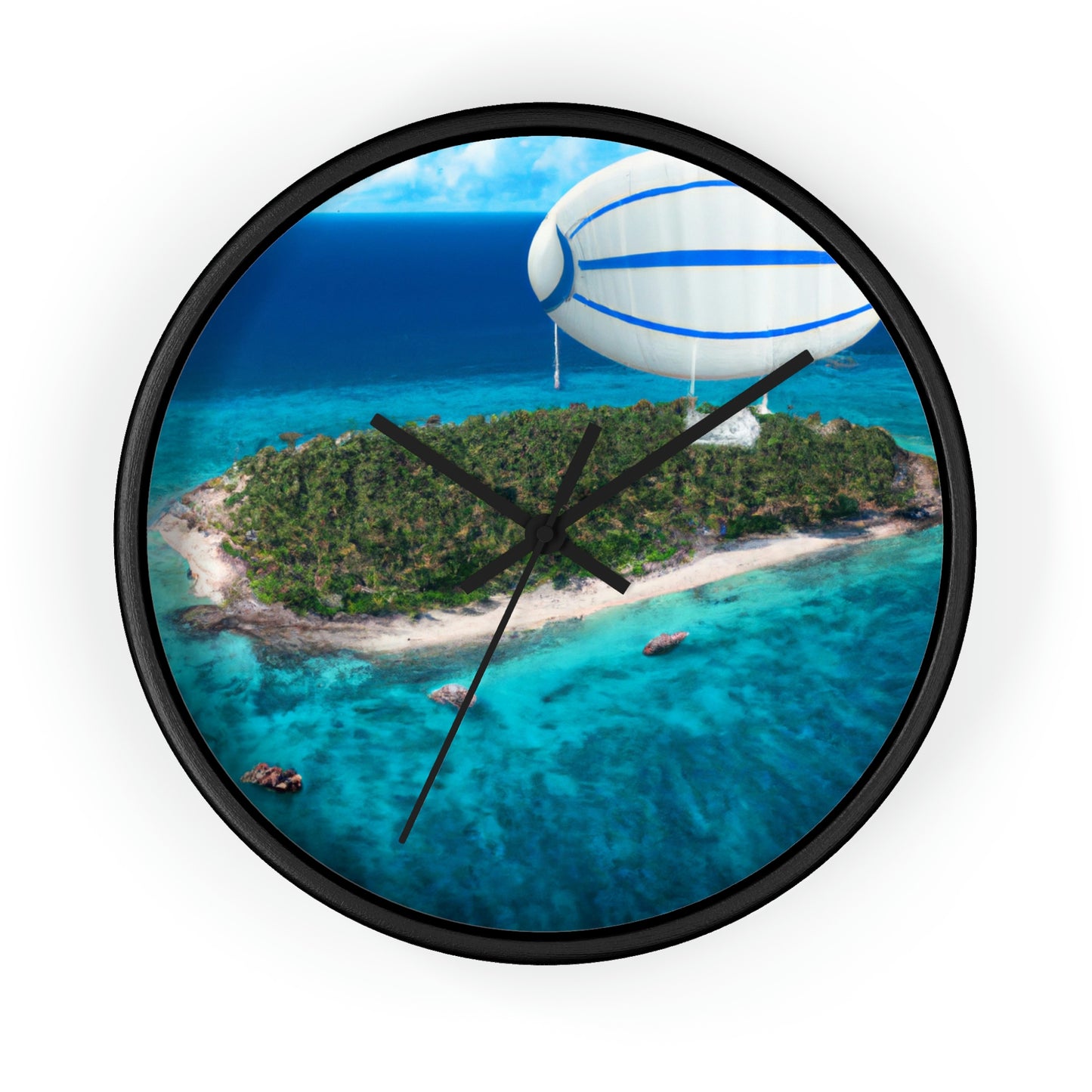 "Exploring Mystery Island by Airship" - The Alien Wall Clock