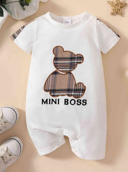 Kurzärmliger Baby-Overall mit Bärengrafik von MINI BOSS