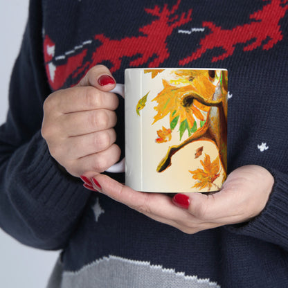 "Autumnal Adventure: A Fox's Mischief" - The Alien Ceramic Mug 11 oz