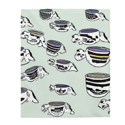 "A Purr-fectly Precious Tea Party Parade" - The Alien Velveteen Plush Blanket