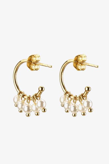 Pearl 925 Sterling Silver C-Hoop Earrings