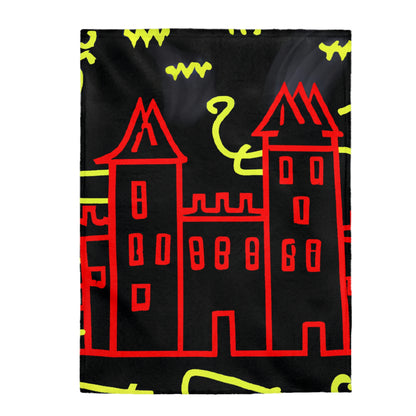 "A Haunted Shadow: The Dark Secrets of the Old Castle on a Gloomy Night" - The Alien Velveteen Plush Blanket