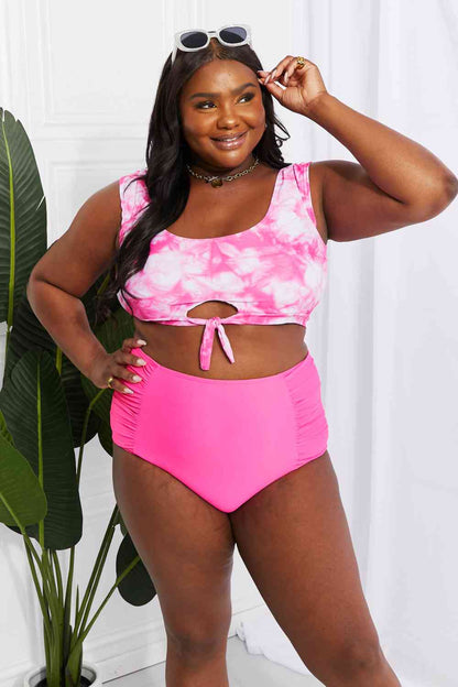 Conjunto de top de baño corto y braguitas fruncidas Sanibel de Marina West Swim en rosa