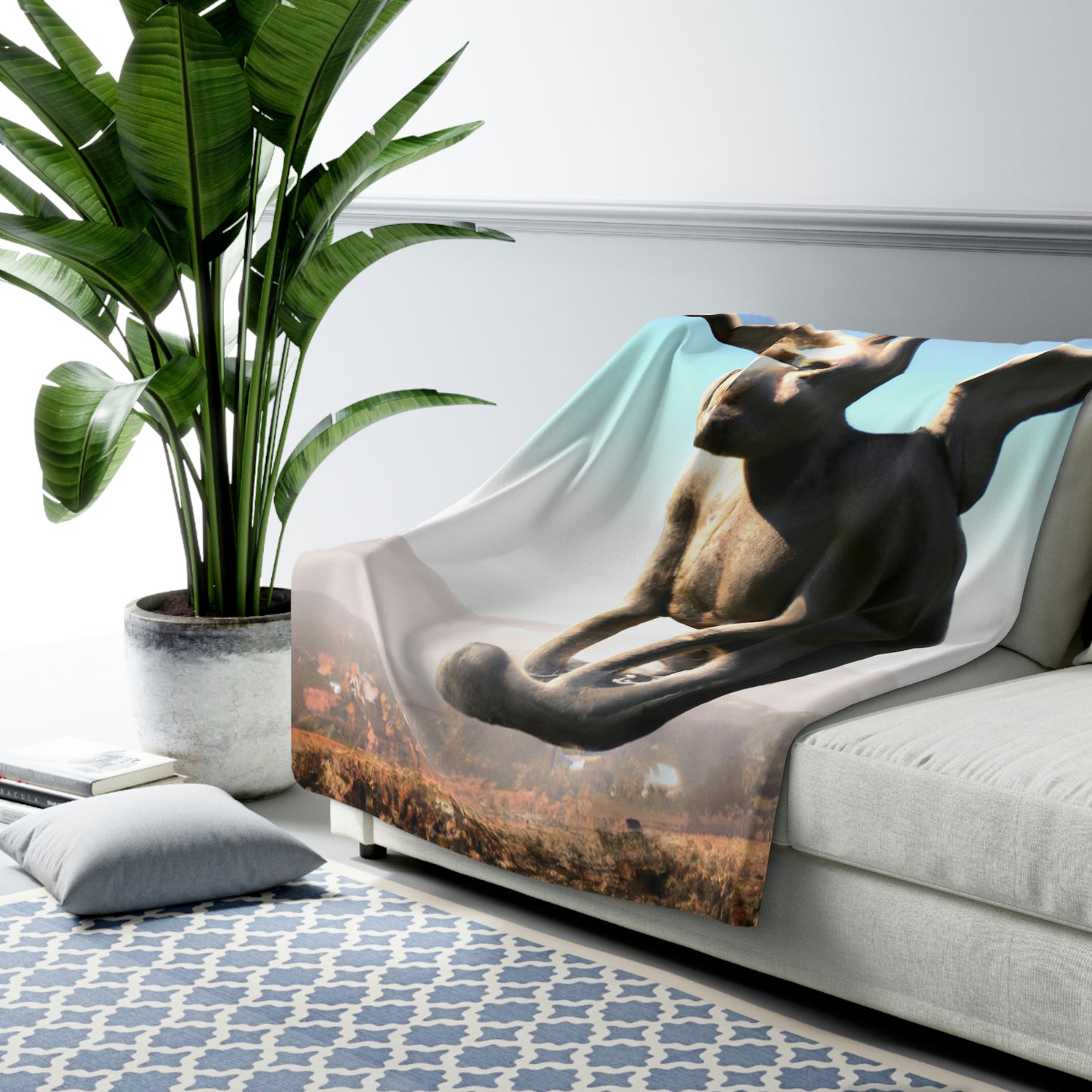 "Alone on the Hilltop: The Tale of a Solitary Gargoyle" - The Alien Sherpa Fleece Blanket