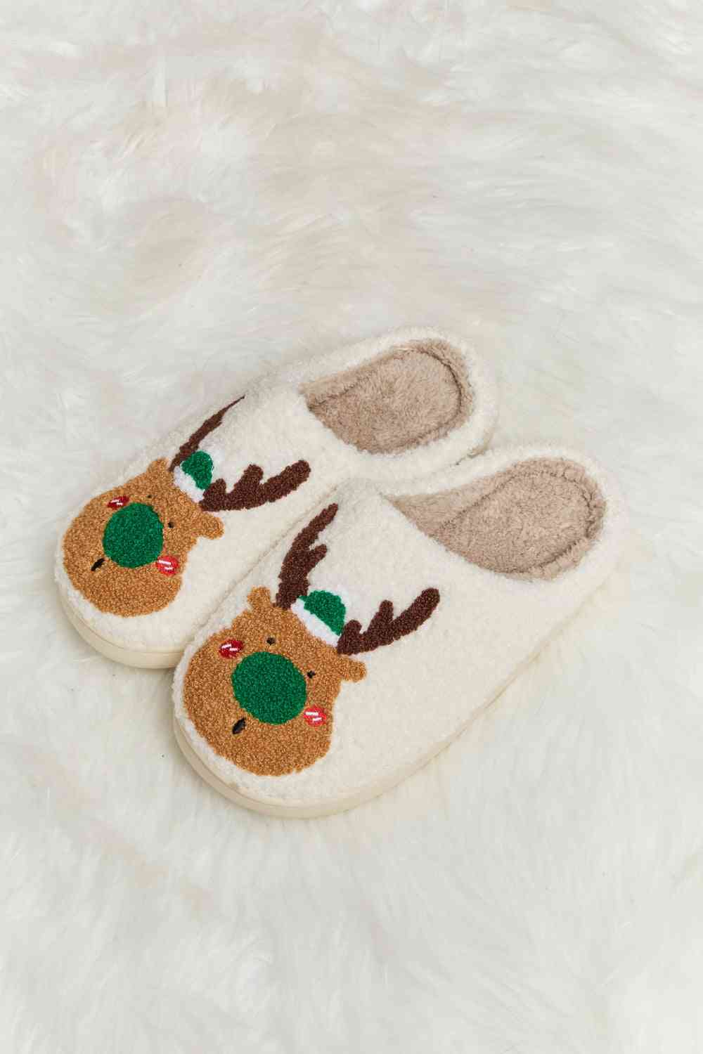 Pantuflas tipo chanclas de felpa con estampado Melody Rudolph