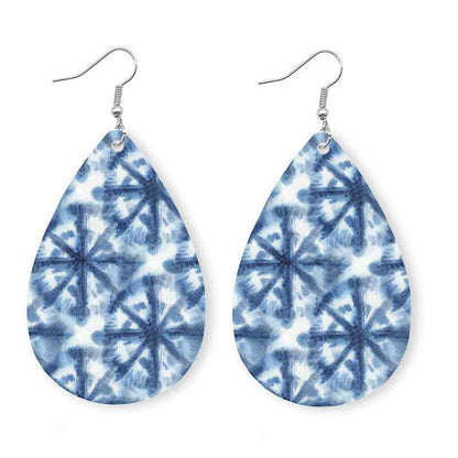 Printed PU Teardrop Earrings