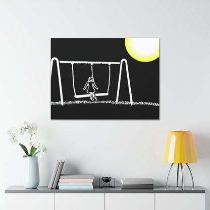 "The Moonlit Swing: A Dream-Like Moment in a Meadow" - The Alien Canva