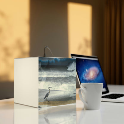 "A Sea of Turmoil: A Heron's Restlessness". - The Alien Light Cube Lamp