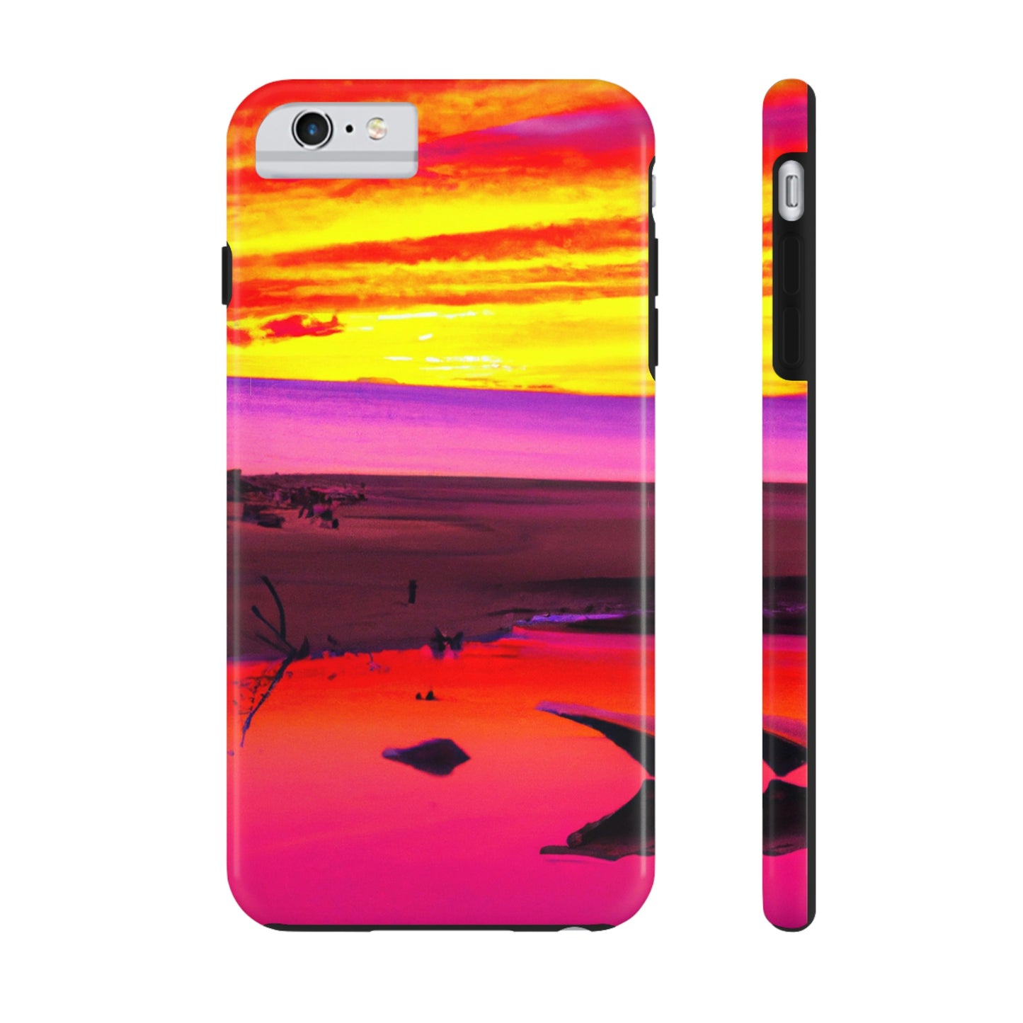 "Vergessener Trost: Die Pracht eines lebendigen Sonnenuntergangs an einem verlassenen Strand" - Die Alien Tough Phone Cases