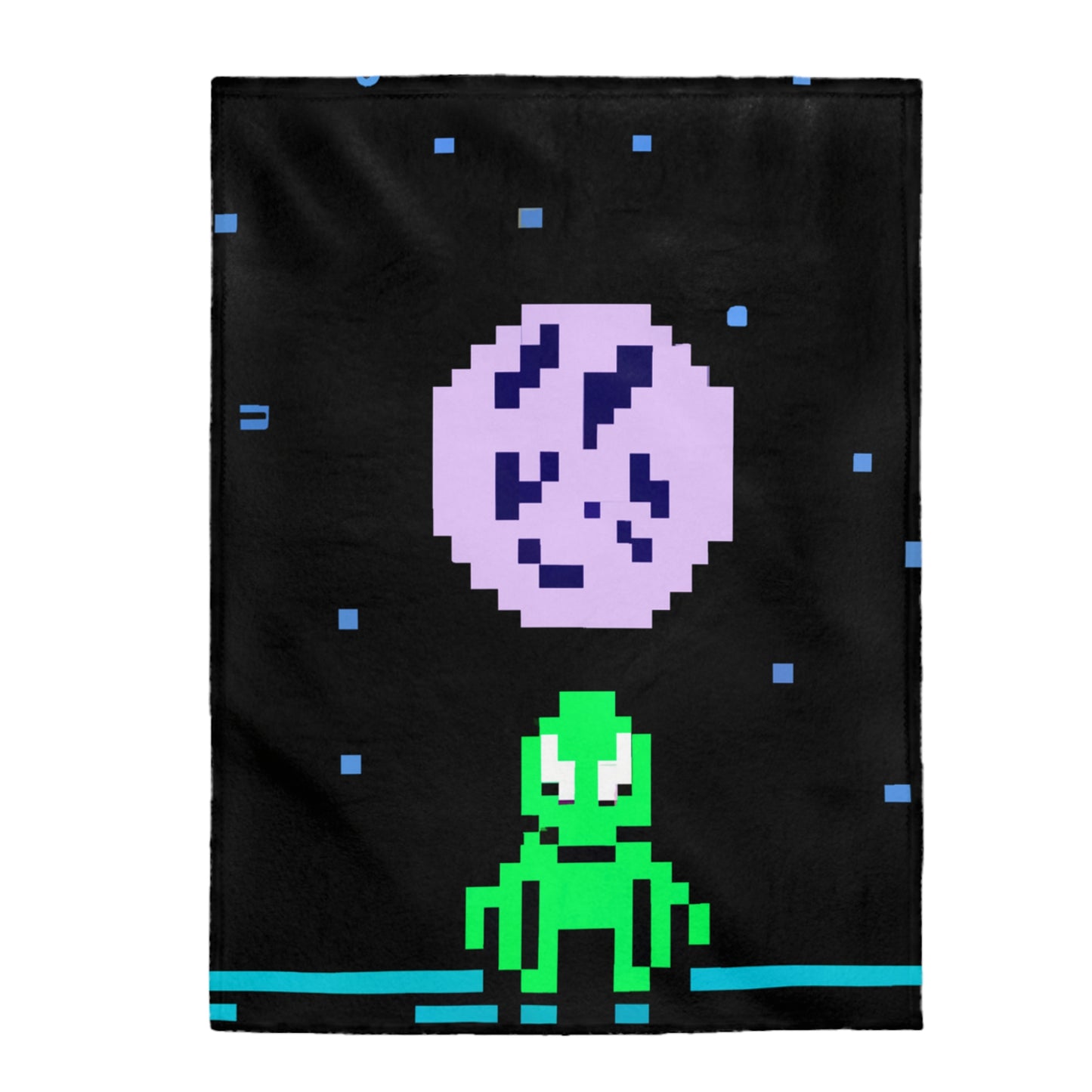 "Lonely Witness of the Night Sky" - The Alien Velveteen Plush Blanket Pixel Art