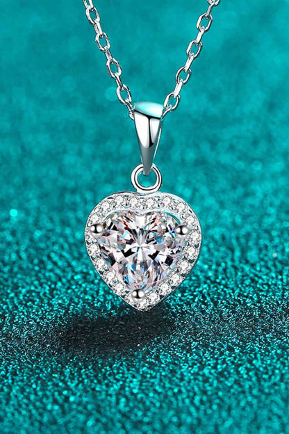 1 Carat Moissanite Heart Pendant Chain Necklace