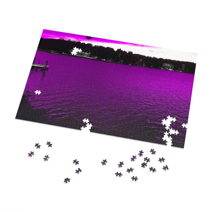 "The Neon Purple Lakefront" - The Alien Jigsaw Puzzle