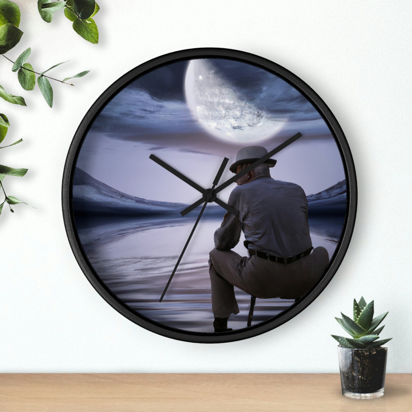 Moonlight Reflections on a Quiet Lake - The Alien Wall Clock