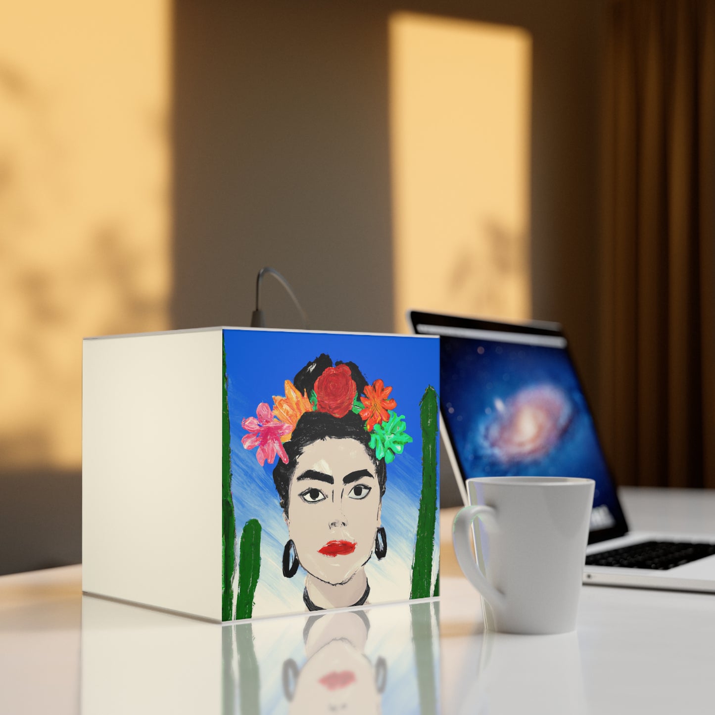 „Feurige Frida: Eine mexikanische Ikone mit farbenfroher Kultur malen“ – Die Alien Light Cube Lampe