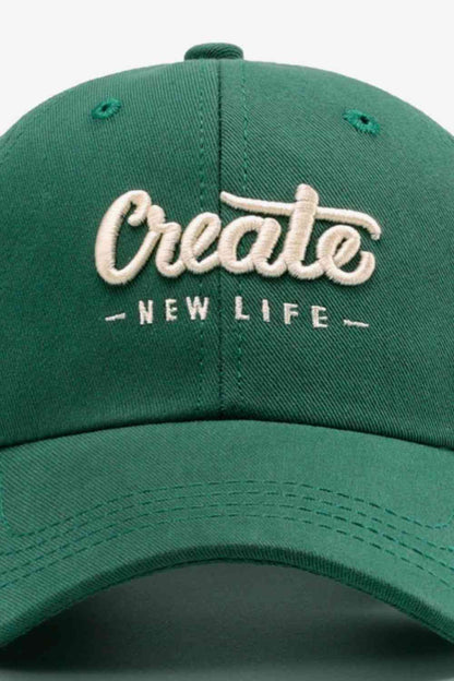 CREATE NEW LIFE Gorra de béisbol de algodón ajustable