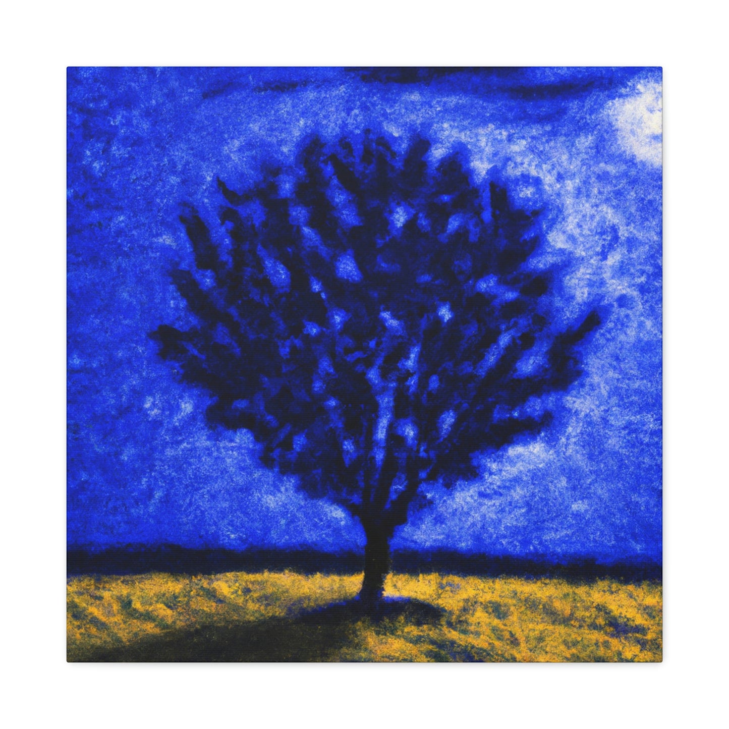 "Un árbol azul solitario en el campo de luz de la luna" - The Alien Canva