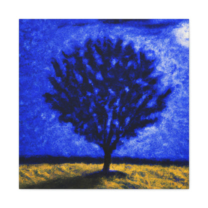 "A Lone Blue Tree in the Moonlight Field" - The Alien Canva