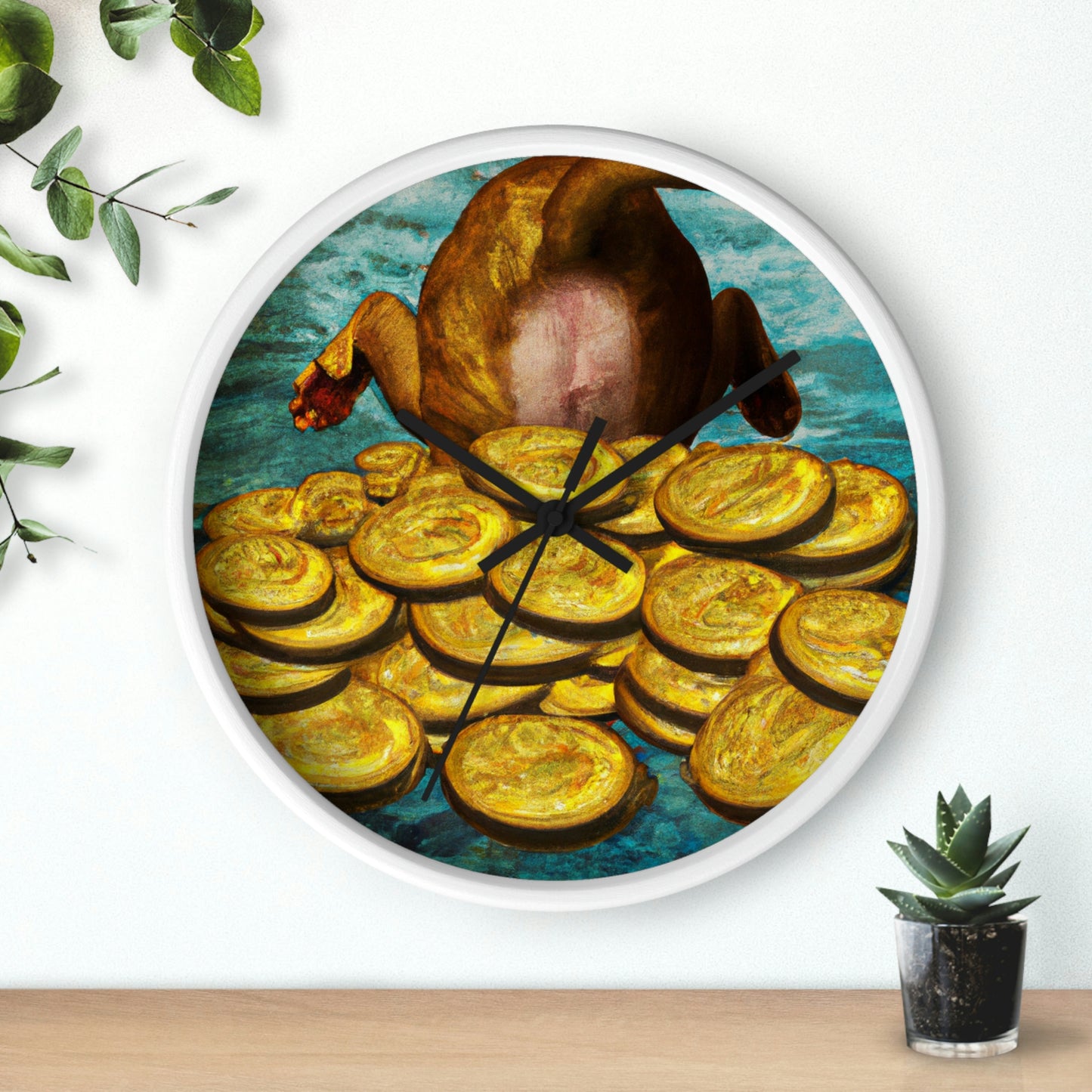 "Feline Fortune in a Foliage of Finances" - The Alien Wall Clock