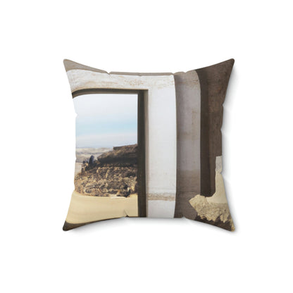 "Lost in the Sands: Discovering the Ancient Temple" - The Alien Square Pillow